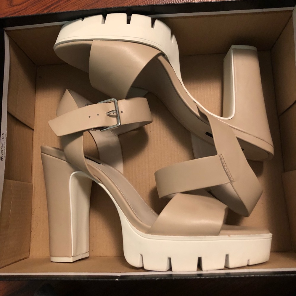 Nude block heels